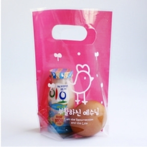 (부활절달걀포장지)비닐가방19(핑크)-병아리