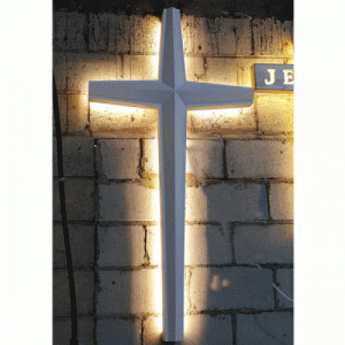백색목재 LED 오각조명 십자가